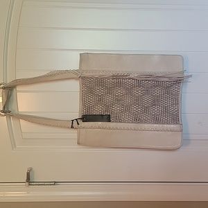 latico Cream and Brown Woven Panel Shoulder Bag